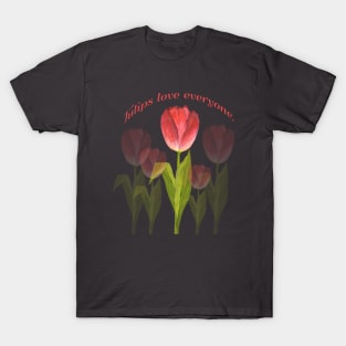 Tulips Love Everyone - Pink by Cecile Grace Charles T-Shirt